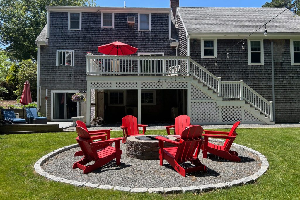 Here's the back of the house, with multiple outdoor seating areas.